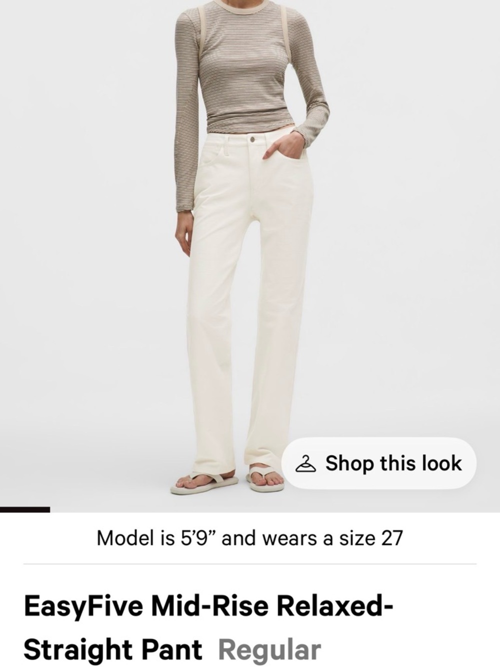 lululemon athletica EasyFive Mid-Rise Relaxed Straight Pants in Off-White